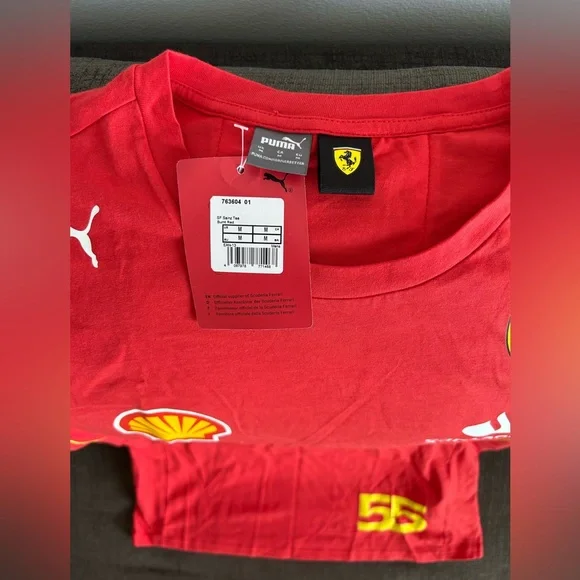 Puma Authentic Scuderia Ferrari Carlos Sainz 763604-01 Red T-Shirt Men’s Sz: M - Picture 3 of 6